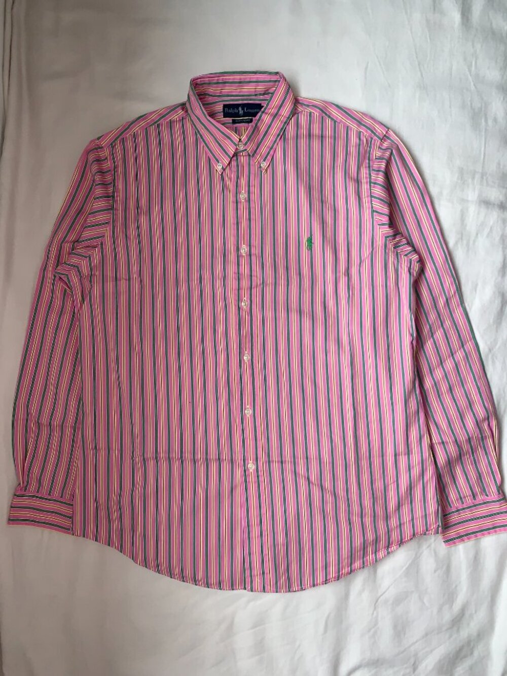 Ralph Lauren Stripe Button Down Shirt Men's size L Custom Fit Vintage - Picture 6 of 11